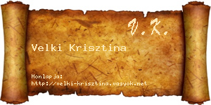 Velki Krisztina névjegykártya